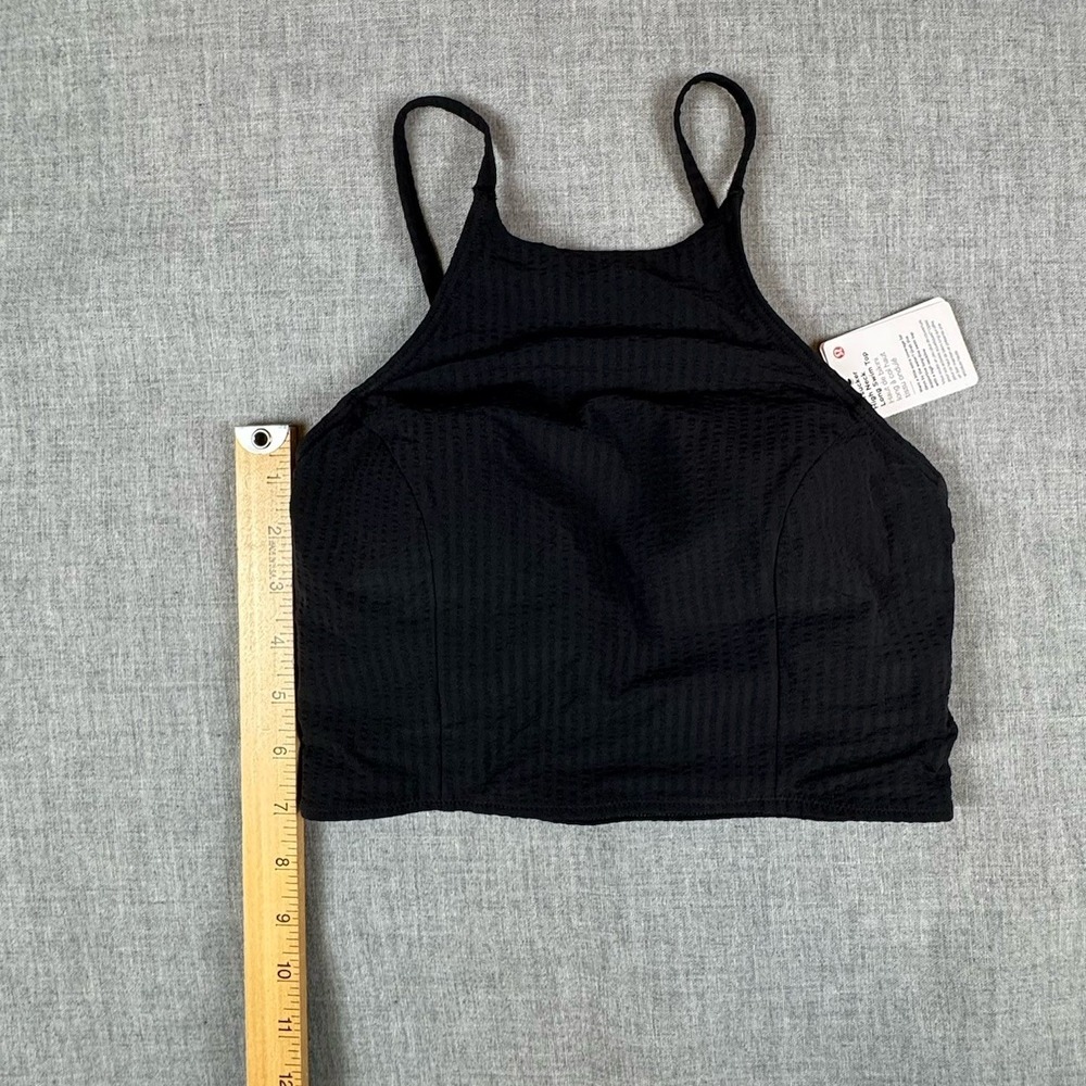 Lululemon Swim Top Size Extra Small Black Seersucker High Neck Long C/D Cups NWT - Picture 9 of 10